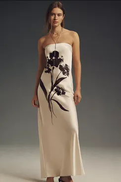 Fleur Strapless Satin Maxi Slip Dress
