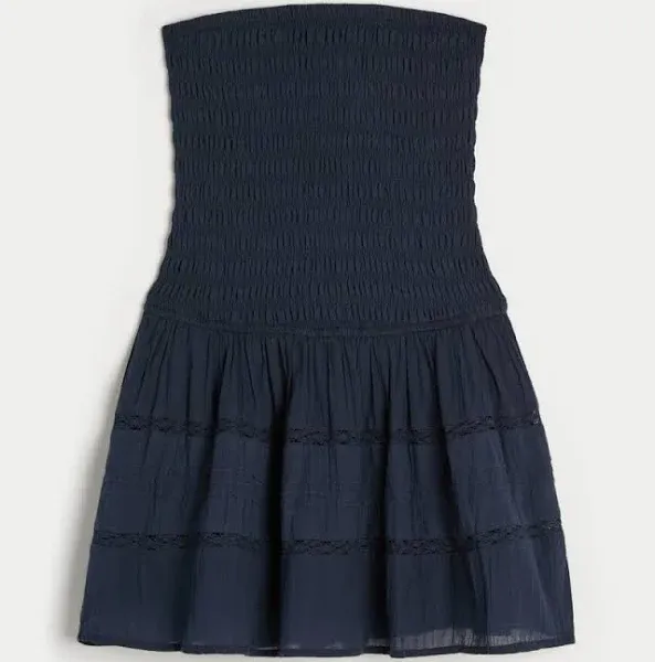 Women's Strapless Smocked Bodice Mini Dress