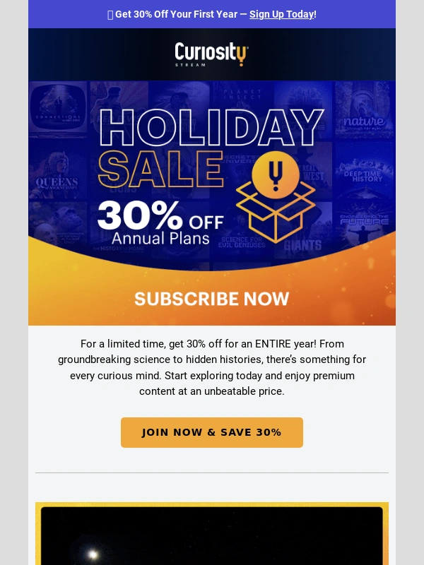 CuriosityStream - Friend — here's your 30% off gift! ?