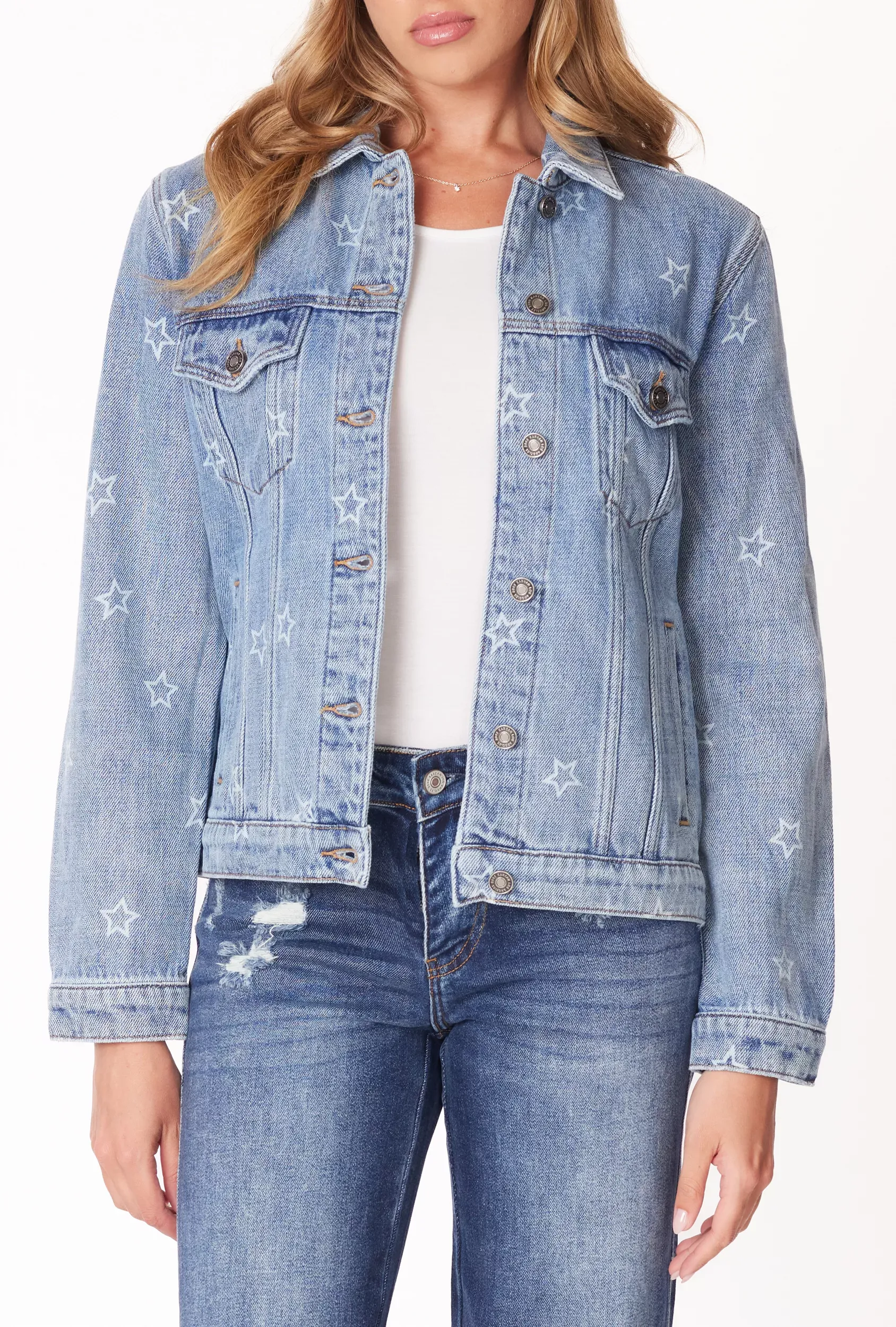 Kancan Kancan™ Women's Star Denim Trucker Jacket Blue  - Small