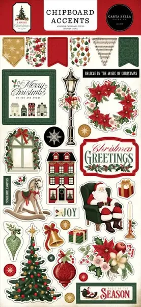 Carta Bella A Vintage Christmas 6x13 Chipboard Accents
