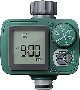 Sprinkler Timer, Programmable Hose Timer with Rain Delay, Manual and Automatic Watering System, Water Timers for Garden Hose, Waterproof Digital Irrigation for Yard, Lawn, Pool, 1 Outlet