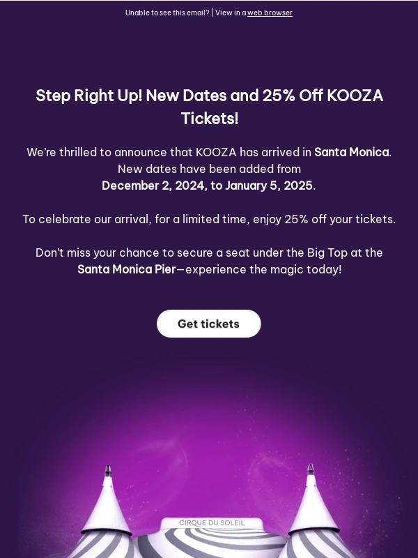 Cirque du Soleil - Get Ready for KOOZA: 25% Off Tickets!