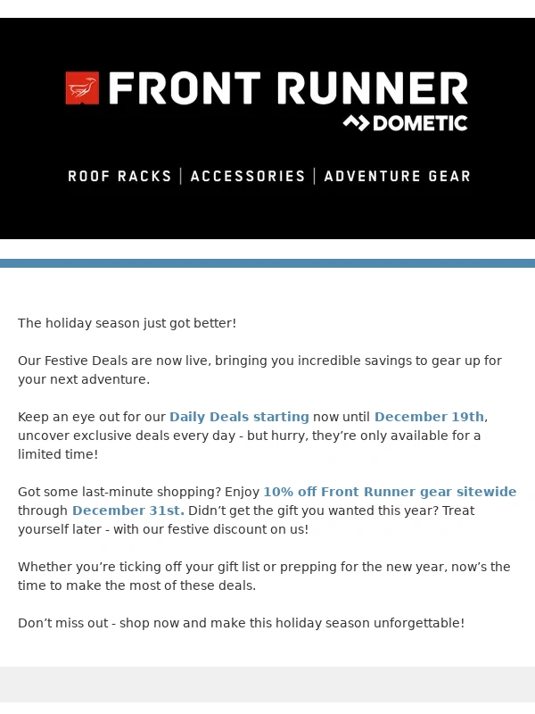 Frontrunner - Daily Deals + Sitewide Discounts—Don’t Miss Out!
