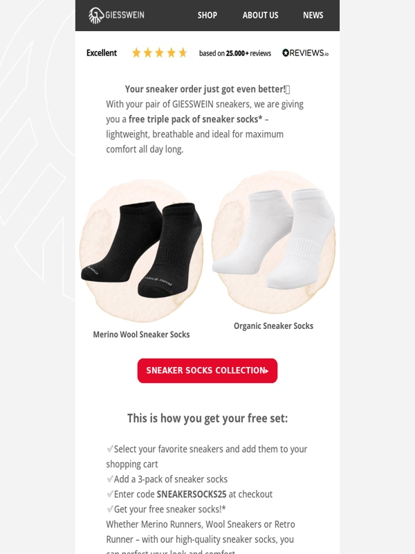 Giesswein - Free sneaker socks with your sneaker order!