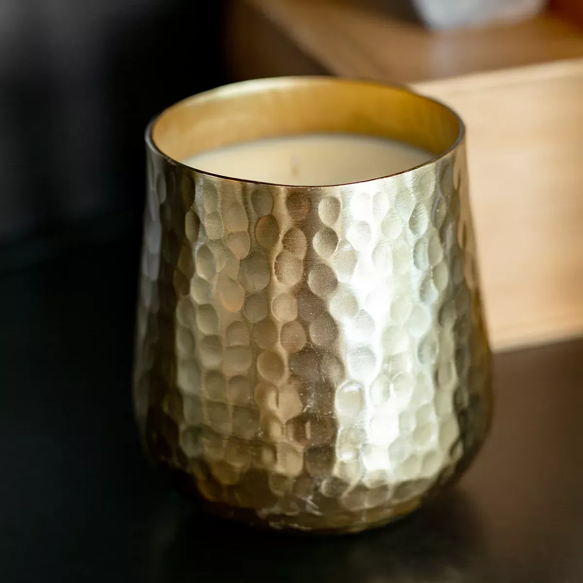 Unplug Soy Candles LLC Gold Hammered Soy Candle - Apples & Maple Bourbon