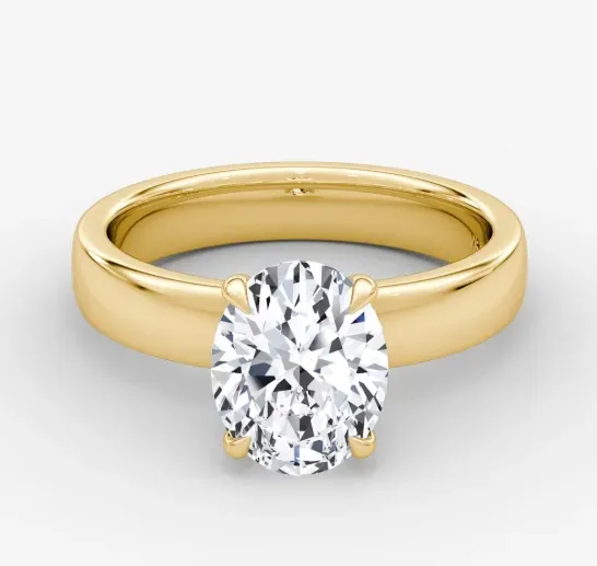 Cigar Band Solitaire Engagement Ring