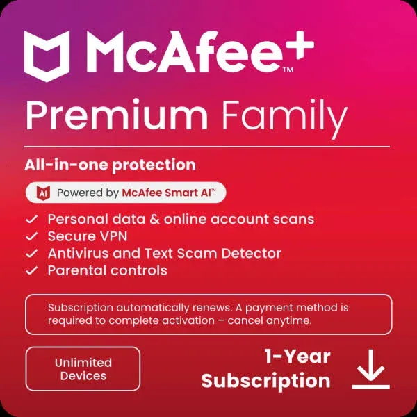 McAfee Premium Family Antivirus & Internet Security Software