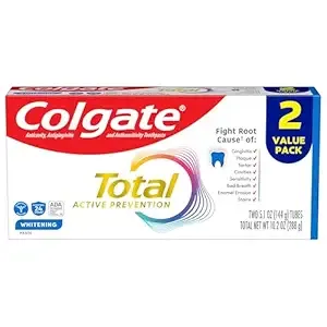 Colgate Total Whitening Toothpaste, Mint Toothpaste, 5.1 oz Tube, 2 Pack