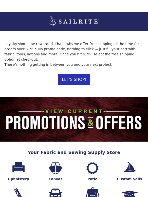 Sailrite - Free Shipping Over $199 — Always!