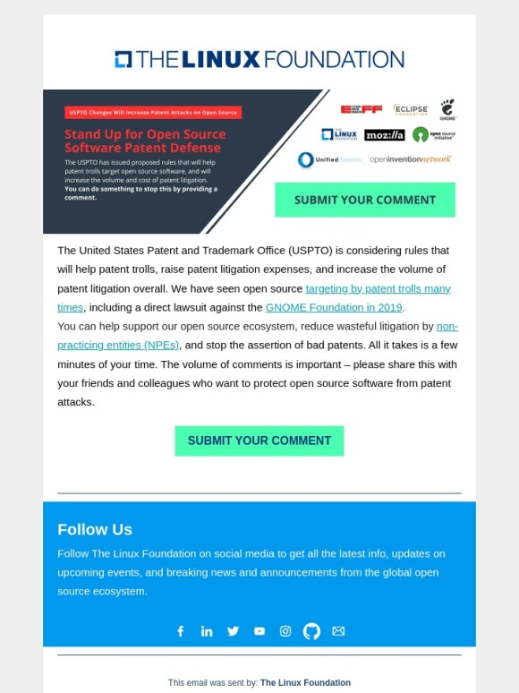 Linux Foundation - ❗Last Call to Protect Open Source from New Patent Legislation