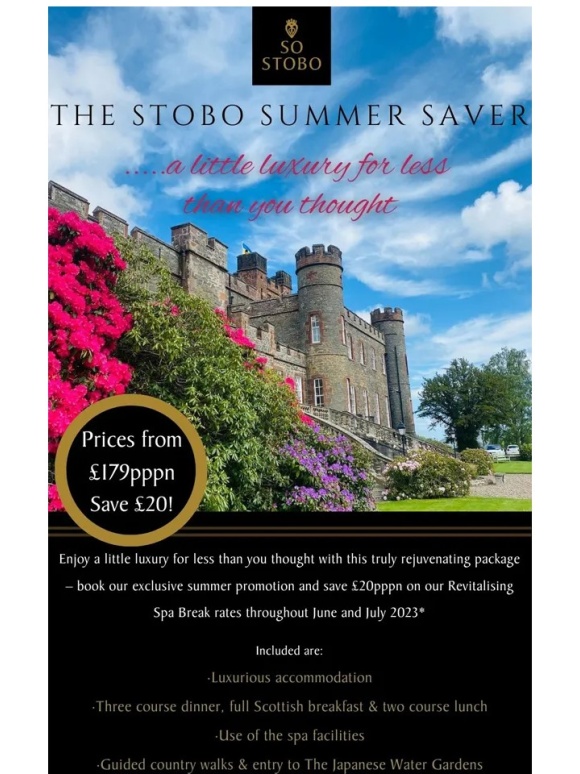 Stobo Castle - Save £20pppn - now extended to 31 July 2023
