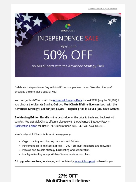 MultiCharts - MultiCharts Independence Day Sale