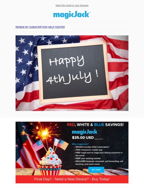 MagicJack -  Happy 4th of July!  ??
