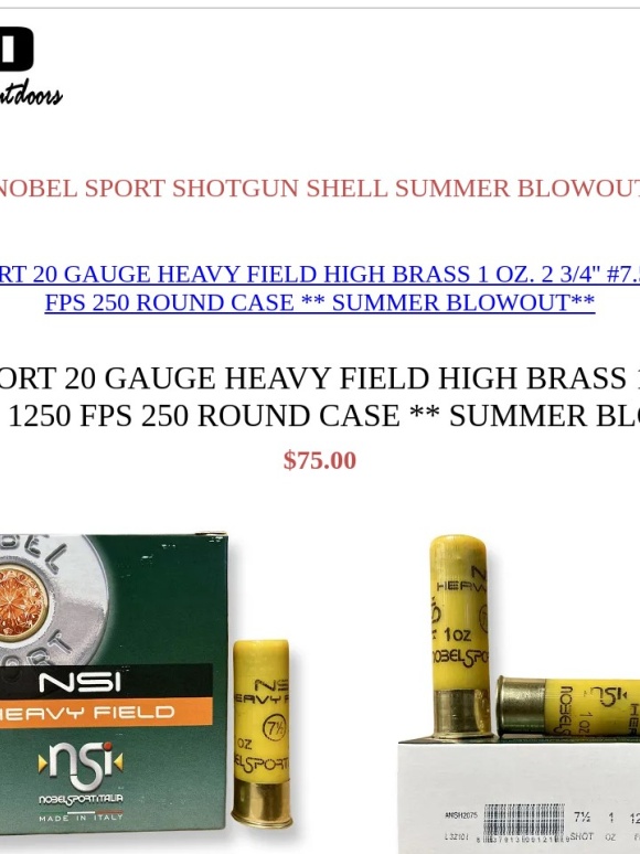 South Georgia Outdoors - NOBEL SPORT SHOTGUN SHELL SUMMER BLOWOUT