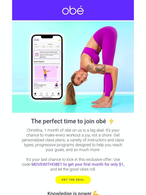 Obe Fitness - Your new favorite workouts are waiting ⚡
