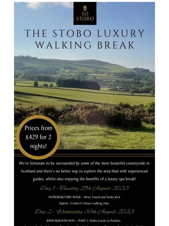 Stobo Castle - The So Stobo Luxury Walking Break - 29th to 31st Aug 2023
