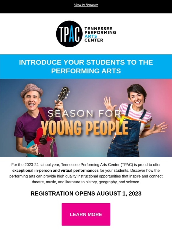 TPAC - Introduce Your Students to the Performing Arts This School Year