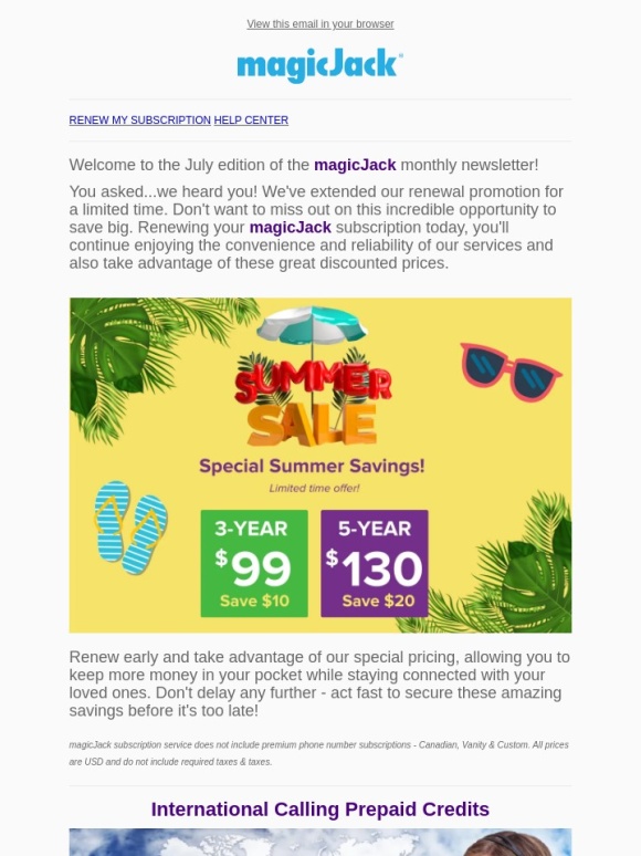 MagicJack -   Expiring? Renewal Promotion Extended for You