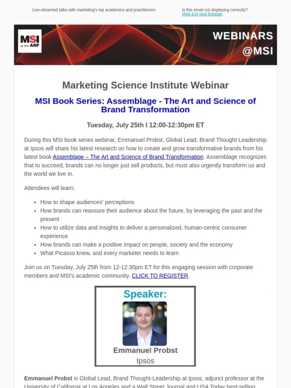 MSI - MSI Book Series Webinar: Assemblage – The Art and Science of Brand Transformation