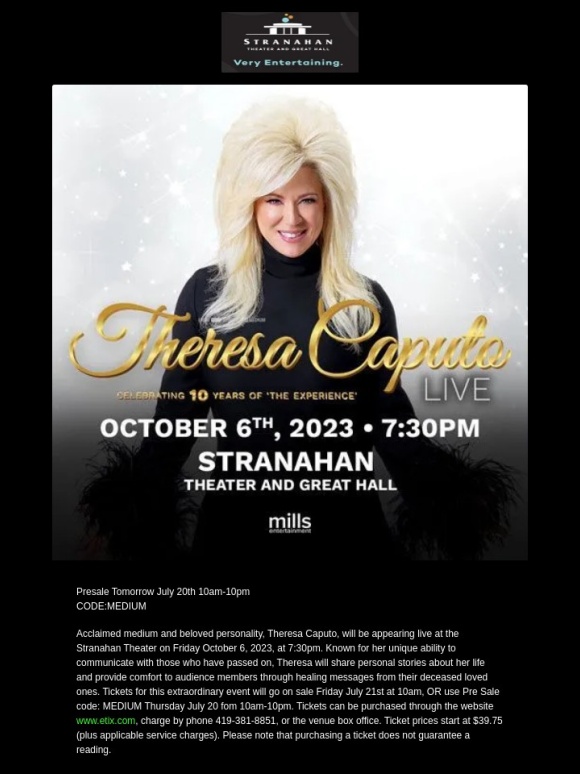 GoDaddy - Theresa Caputo Pre Sale TOMORROW
