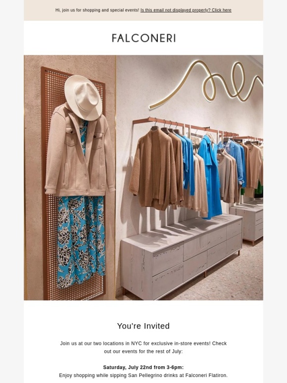 Falconeri - You're Invited: Upcoming In-Store Events