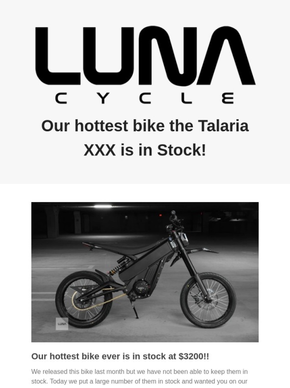 Luna Cycle - Talaria X3 in stock today for a short time!!