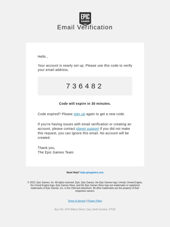 Epic Games - Epic Games - Email Verification