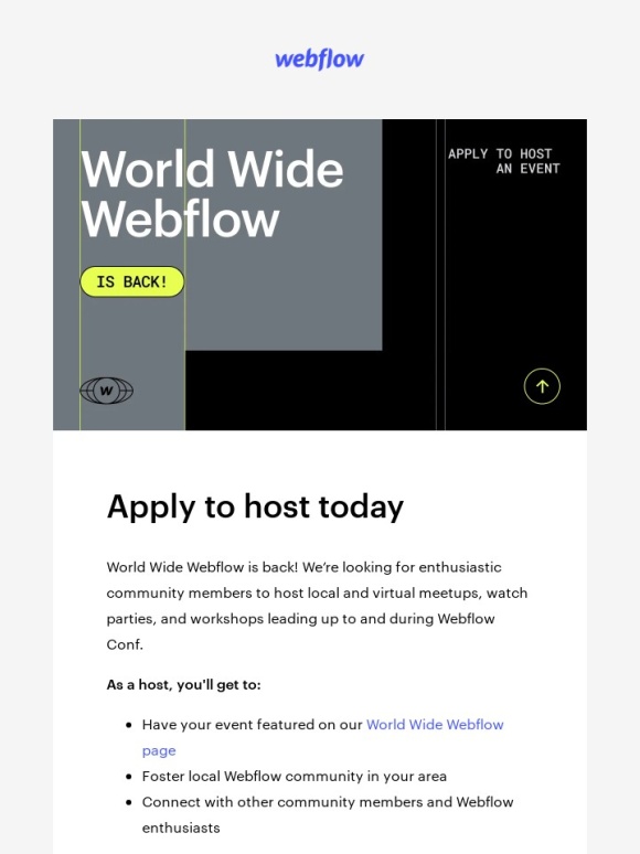 Webflow - World Wide Webflow: Host an event for Webflow Conf