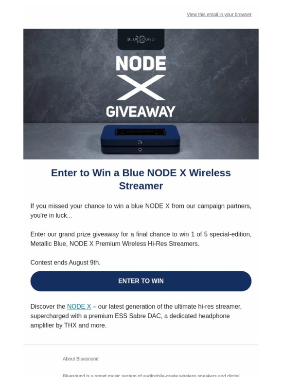 Bluesound - Enter to WIN a Metallic Blue NODE X