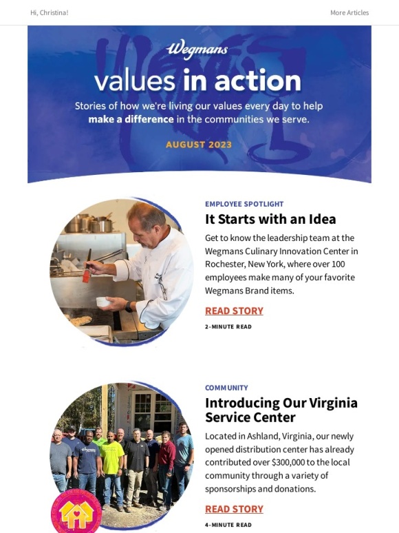 Wegmans - New Good Stories + a New Store! ???