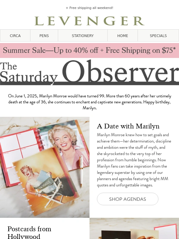 Levenger - ?Happy Birthday Marilyn. Exclusive Designs & Iconic Savings