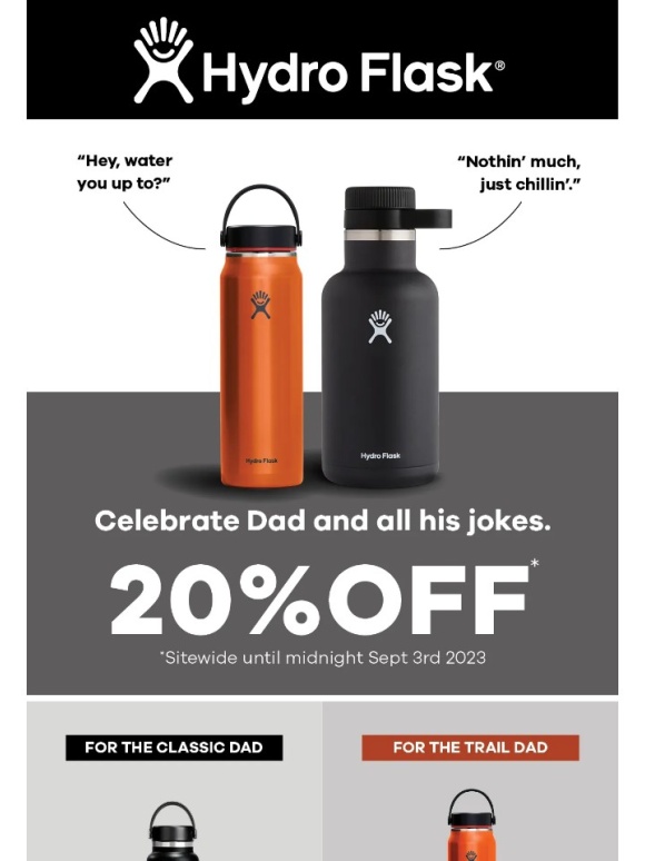 Hydroflask - Celebrate Dad and all his Jokes - 20% OFF ???