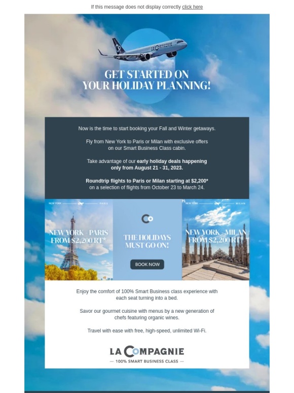 La Compagnie - The holidays must go on | Exclusive deal for your holiday planning