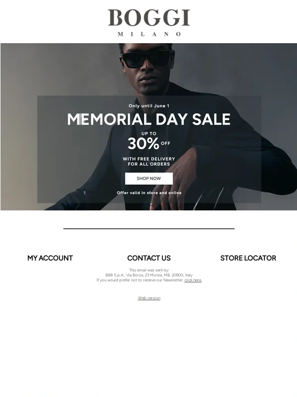 Boggi - Memorial Day Sale: the promotion goes on