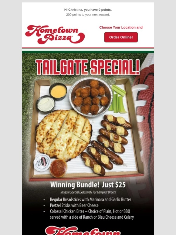 Hometown Pizza - ? Just $25... Hometown Pizza Tailgate Special! ?