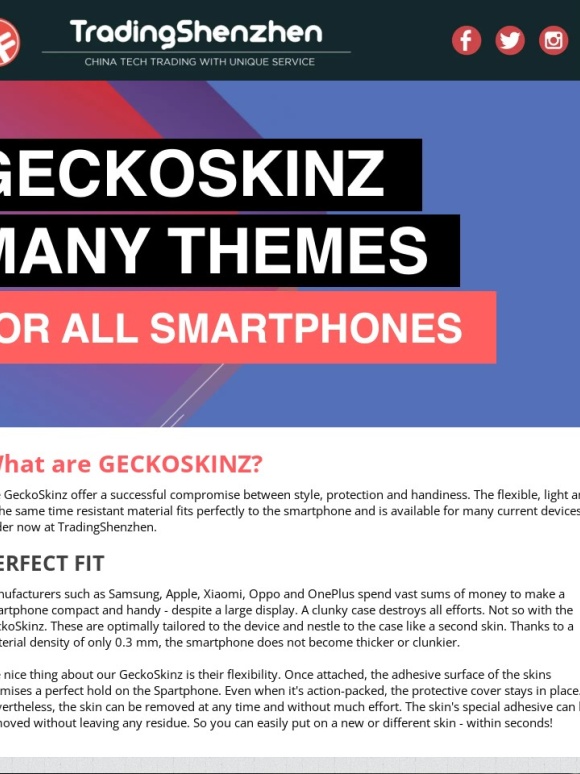 TradingShenzhen - GeckoSkinz - Style your Smartphone in a new look