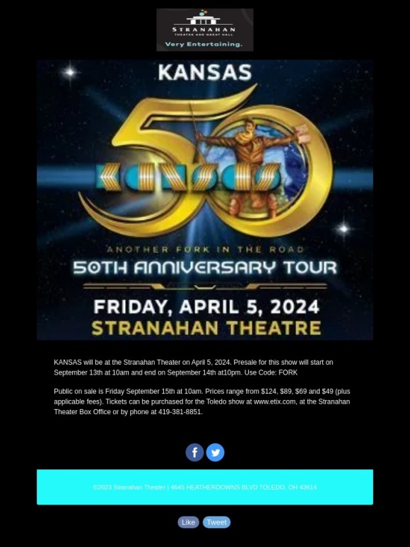 GoDaddy - KANSAS coming to Toledo April 5,2024