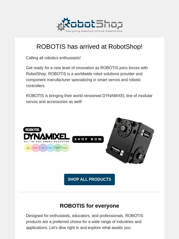 RobotShop - ROBOTIS has arrived at RobotShop