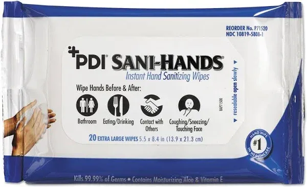 Sani Professional PDI Sani-Hands Instant Hand Sanitizing Wipes