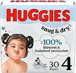 30 Count Huggies Size 4 Diapers, Snug & Dry Baby Diapers, Size 4