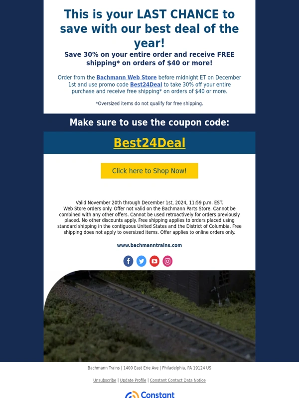 Bachmann Trains - LAST CHANCE to save BIG for Black Friday