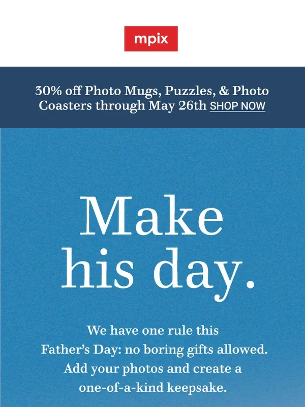 Mpix - 30% off select gifts for dads