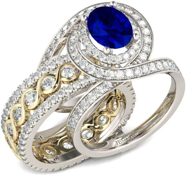 Jeulia Wide Oval Cut Sterling Silver Ring Set