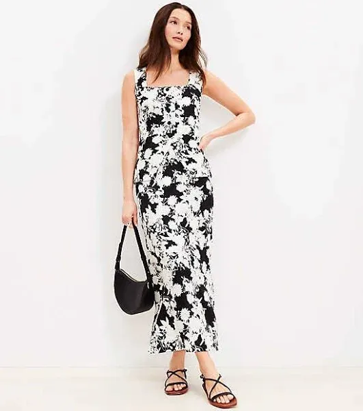 Petite Garden Linen Blend Midi Skirt