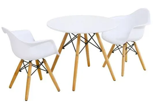 3 Piece Kids Modern Round Table Chair Set