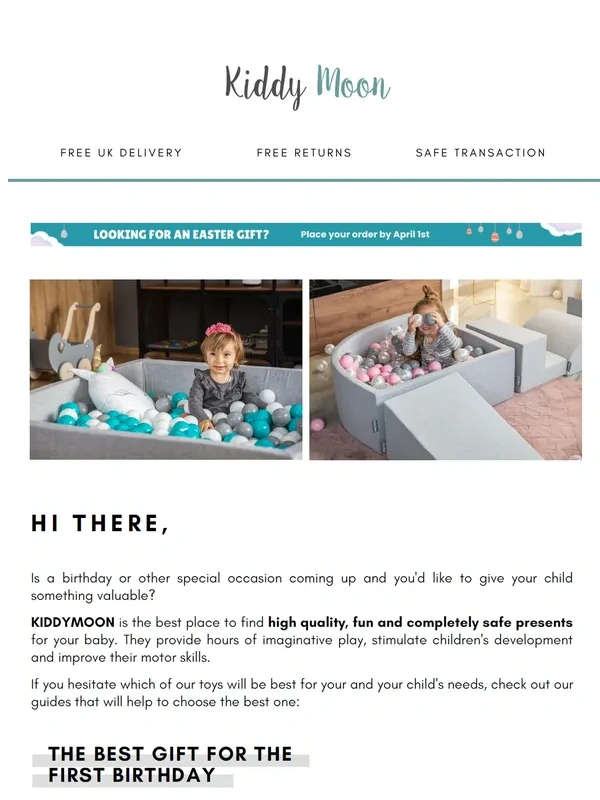 KiddyMoon - Don't miss out | Last chance to get an Easter gift for your child | Check here >>