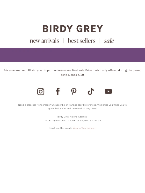 Birdy Grey - Consider this your Black Friday!