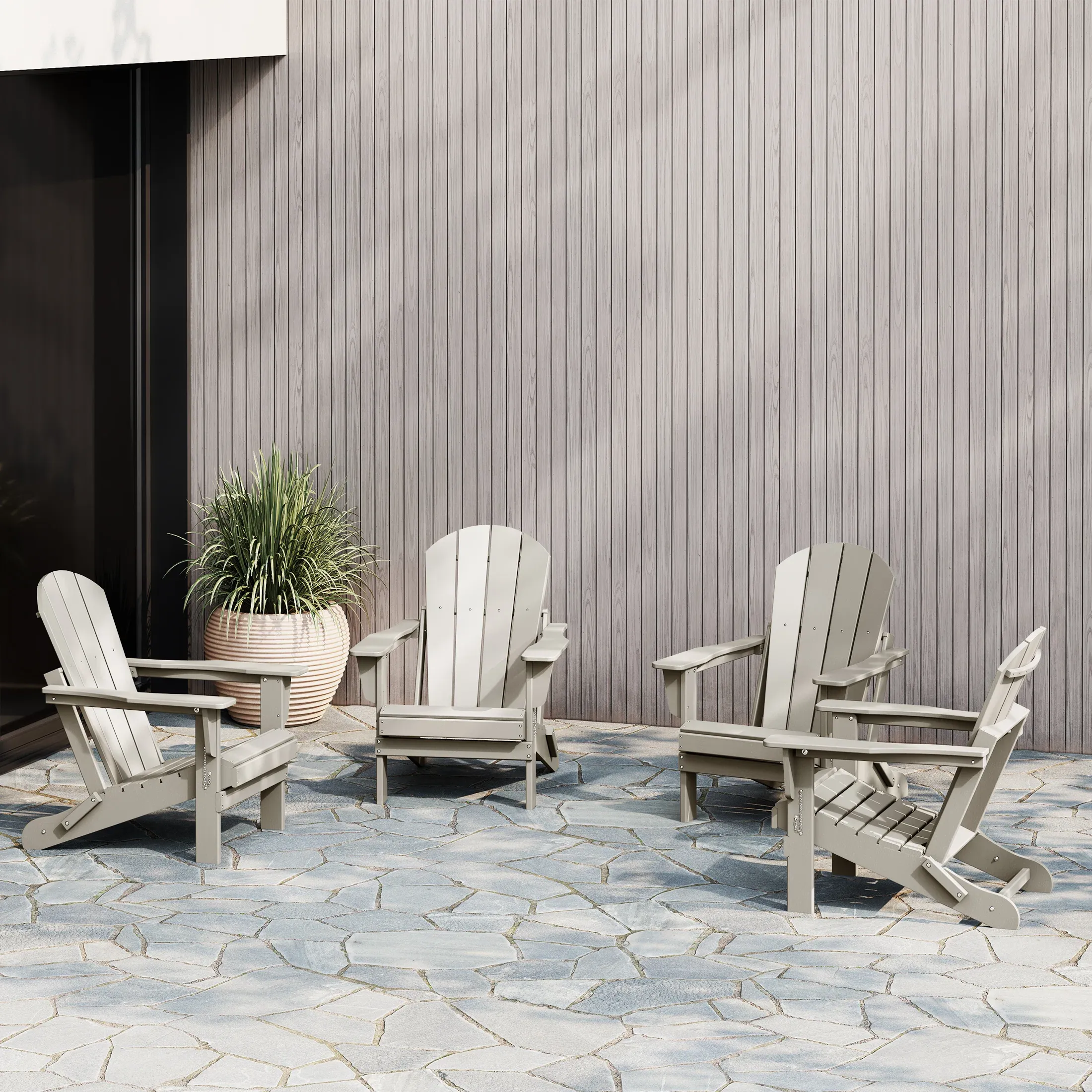 Elland HDPE Folding Adirondack Chair (Set of 4)