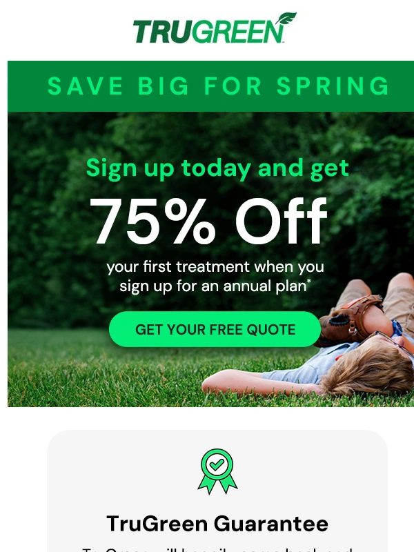 TruGreen - Spring Ahead with 75% Off Your First Lawn Application